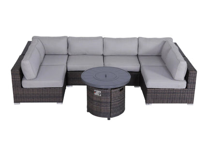 Wicker Outdoor Lounge Set With Cushions And Fire Pit
