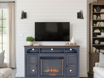 Fireplace TV Stand For TVs Up To 80" - Blue
