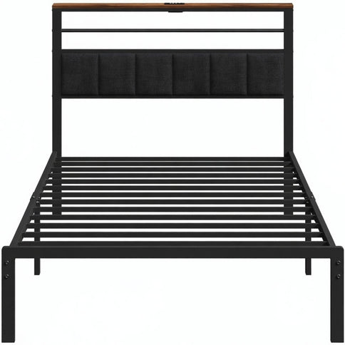 Platform Bed Frame With Charging Station & Headboard Storage
