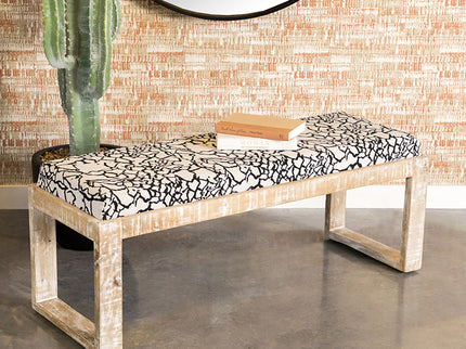 Sled - Leg Accent Bench With Abstract Upholstery - White