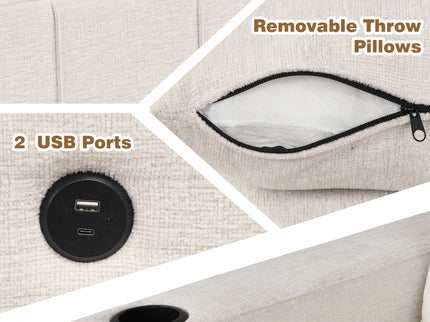 Sectional Sofa Convertible Pull-Out Sofa Bed With A Movable Storage Ottoman For Living Room