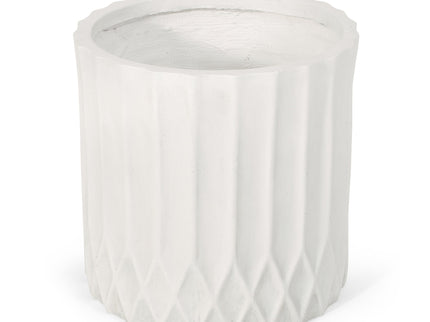 Planter With Subtle Pleated Design - Antique White