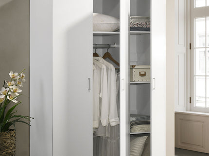 Declan - 3 - Door Wardrobe Cabinet Armoire With Storage Shelves And Hanging Rod - White