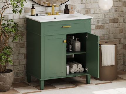 Bathroom Vanity With Ceramic Basin, Soft Close Door And Adjustable Shelves