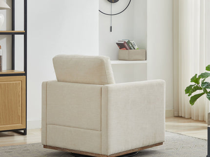Modern Square Upholstered Swivel Accent Chair With Metal Base