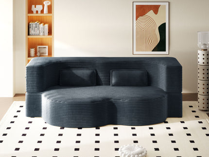 Modern Floor Sofa With 2 Pillows, Convertible Twin Size Folding Mattress For Living Room