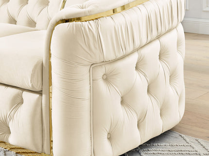 Button Tufted Couch With 2 Pillows, 3 Seater Luxury Chesterfield Sofa