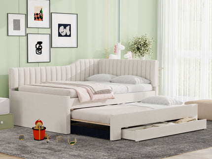 Upholstered Daybed With Trundle And 3 Drawers