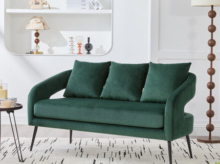 Open Back Loveseat Settee With 3 Pillows