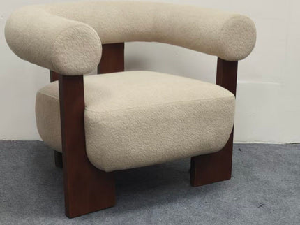 C - Shaped Chunky Arm Accent Chair - Beige / Brown