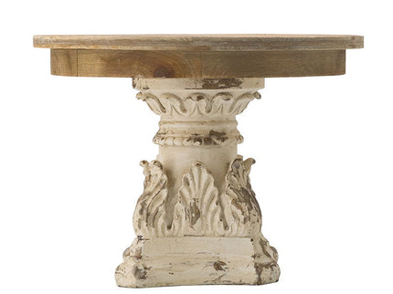 Cake Stand, Wood Cake Plate With Magnesium Base - Cream / Brown