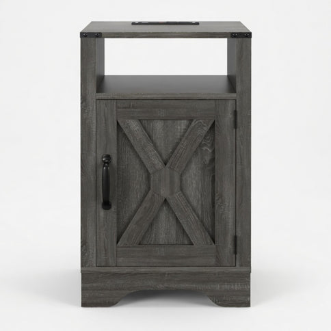 Farmhouse Nightstand, Charging Station & Storage