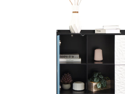 Modern Sideboard Buffet Cabinet With Doors And Unique Panel Styling