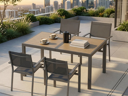 Rectangle Outdoor Patio Table With Slatted Top - Gray