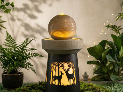 Outdoor Garden Lantern With Warm LED Light Deer Silhouette Decorative Landscape Light For Patio - White / Gray