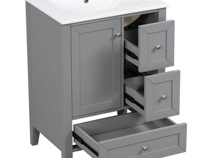 Modern Bathroom Vanity With Sink, Freestanding Cabinet With Drawers And Shelves