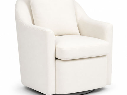 Upholstered Barrel Lounge Chair With Soft Cushioned Seat And Frame - White