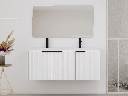 Contemporary Wall Mounted Bathroom Vanity With Resin Double Sink