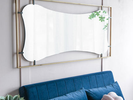 Poppy Mirror With Metal Frame Contemporary Design For Bathroom, Entryway Wall Decor