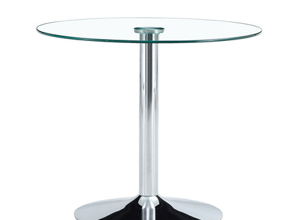 Modern Minimalist Circular Glass Dining Table With Electroplated Metal Legs 35" Diameter - Transparent