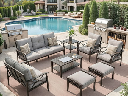Patio Furniture Set With Coffee Table And Cushions For Backyard