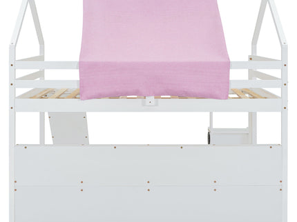 Loft Bed With House Shaped Frame And Tent