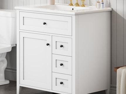 Bathroom Vanity With Sink, 3 Drawers And Adjustable Shelf
