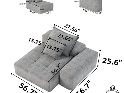 Modern Oversized Modular Sectional Sofa, Sparkling Fabric Soft Cushion Sofa With 2 Pillows