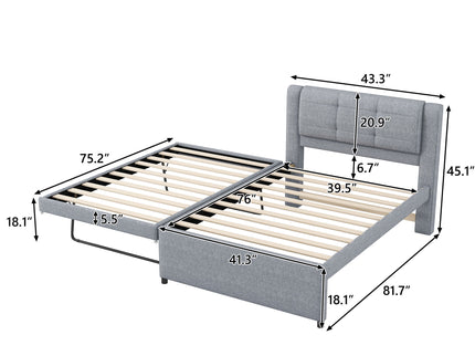 Upholstered Platform Bed With Multifunctional Trundle