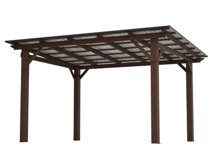 13 X 10 Ft Gazebo With Roof, Spacious Outdoor Patio Shade Structure For Backyard & Garden - Brown