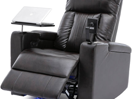 Power Recliner With Storage Arms, Cupholders, Swivel Tray Table And Cell Phone Stand - Brown