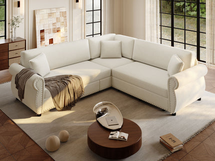L-Shaped Sofa Couch With Pull-Out Bed