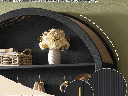 Arched Top Hall Tree With 5 Hooks