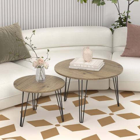 Round Nesting Coffee Table For Living Room (Set of 2)