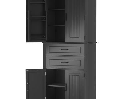 Multi Functional Storage Cabinet With Adjustable Shelves, 2 Drawers, Door Shelves