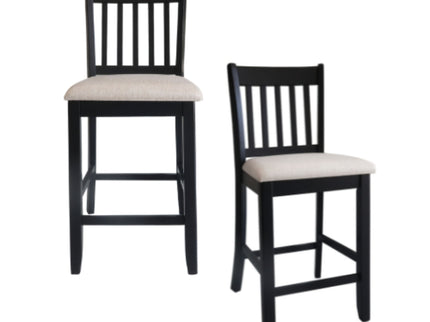 Transitional Rubberwood Dining Room Chairs (Set of 2) With Slatted Back - Black