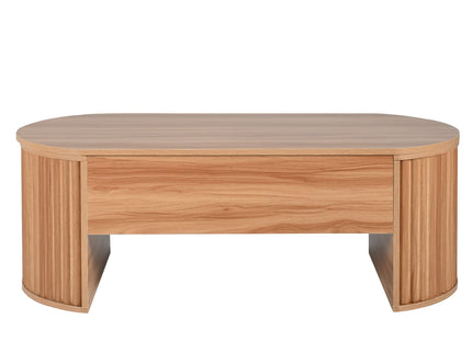 Lift Top Coffee Table With Hidden Compartment, Modern Oval Lift Tabletop For Home Living Room