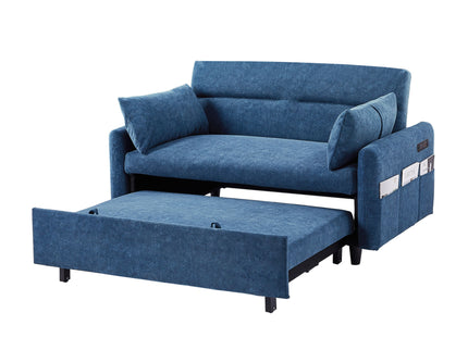 Pull Out Sleep Sofa Bed Loveseats Sofa Couch With Adjsutable Backrest, Storage Pockets, 2 Soft Pillows, USB Ports For Living Room, Bedroom, Apartment, Office