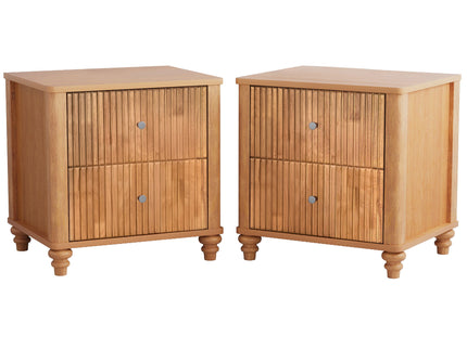Modern Fluted Nightstand With 3 Drawers