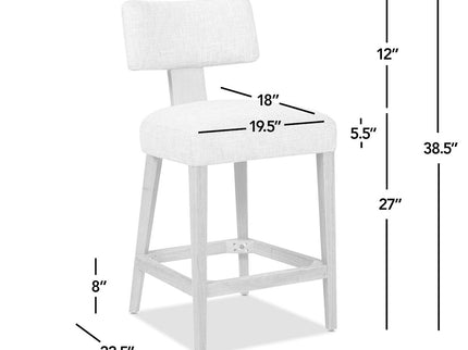 Penny - Round Arched Upholstered Counter Stool (Set of 2) - Travertine Beige