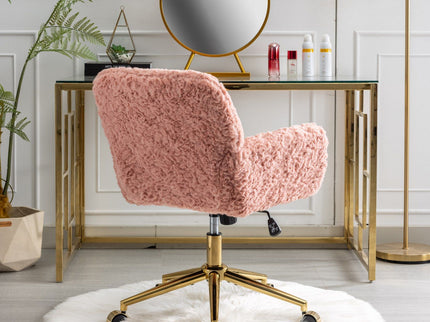 Office Chair, Artificial Rabbit Hair Home Office Chair With Metal Base, Adjustable Desk Chair Swivel Office Chair, Vanity Chair