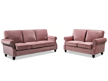 3 Seater Sofa With Nailhead Trim And Turned Legs For Living Room