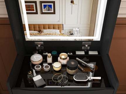 3 In 1 Vanity Table With LED Mirror & Storage Stool For Bedroom