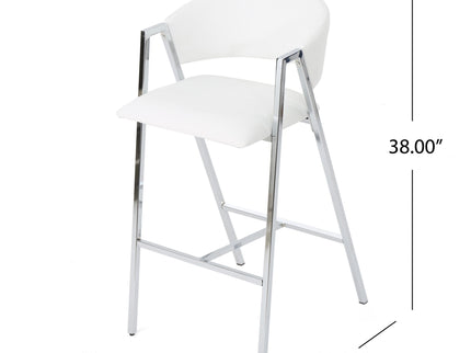 Modern Bar Stools With Low Back And Arms And Durable Metal Frame (Set of 2) - Ivory