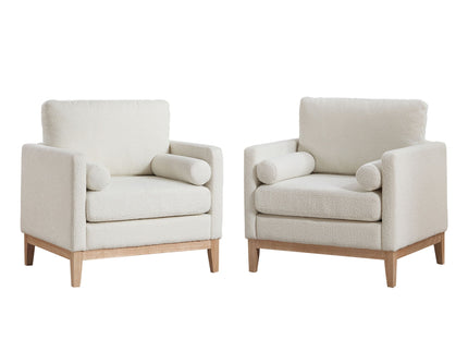 Wide Modern Performance Accent Chair With Natural Legs