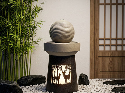Outdoor Garden Lantern With Warm LED Light Deer Silhouette Decorative Landscape Light For Patio - White / Gray