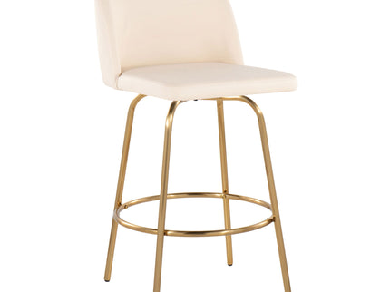 Toriano - Contemporary, Fixed Height Counter Stool With Swivel With Round Footrest (Set of 2)