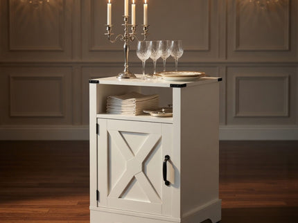 Farmhouse Nightstand, Charging Station & Storage