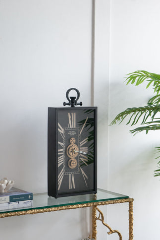Decorative AndRoman Numeral Table Clock, Home Decor Gear Clock - Multicolor