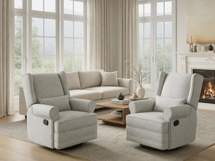 Extra Wide Swivel Recliner Glider Chair With Footrest